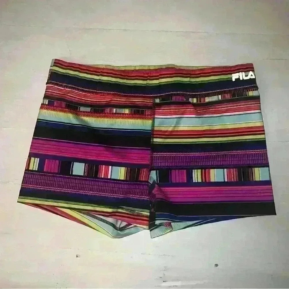 Tribal print neon color block striped Fila athletic set - Picture 9 of 11